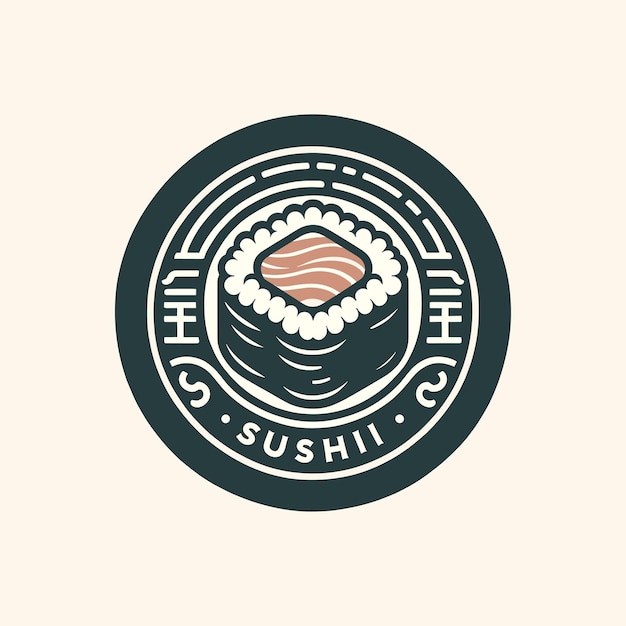 Vector diseño de logotipo de comida japonesa de sushi emblema elegante de la cocina clásica de sushi para la marca de restaurantes