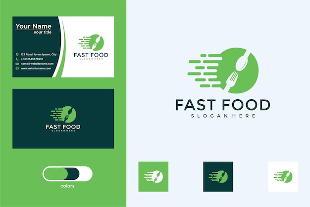 diseño de logotipo de comida rápida y tarjeta de visita.