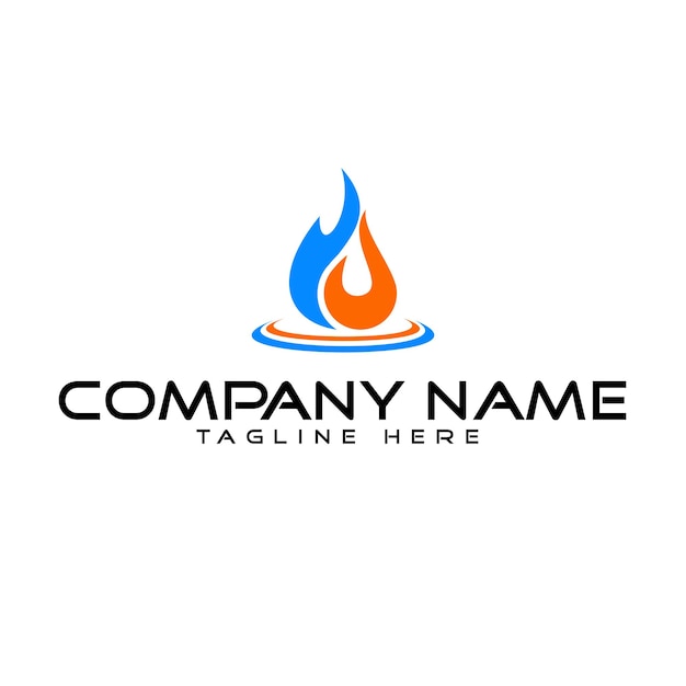 Diseño del logotipo de la compañía de gas y petróleo con llama