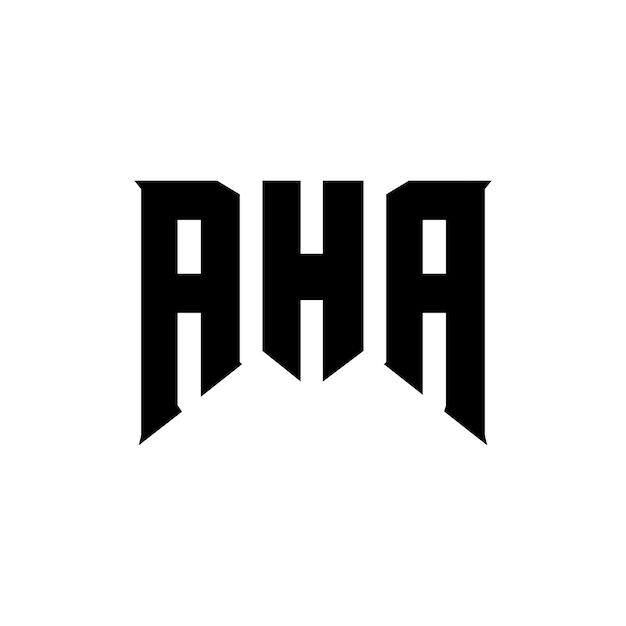 Diseño de logotipo de la compañía de tecnología AHA: combinación de colores blanco y negro AHA: diseño de logotipo AHA: icono AHA: alfabeto AHA: tipografía