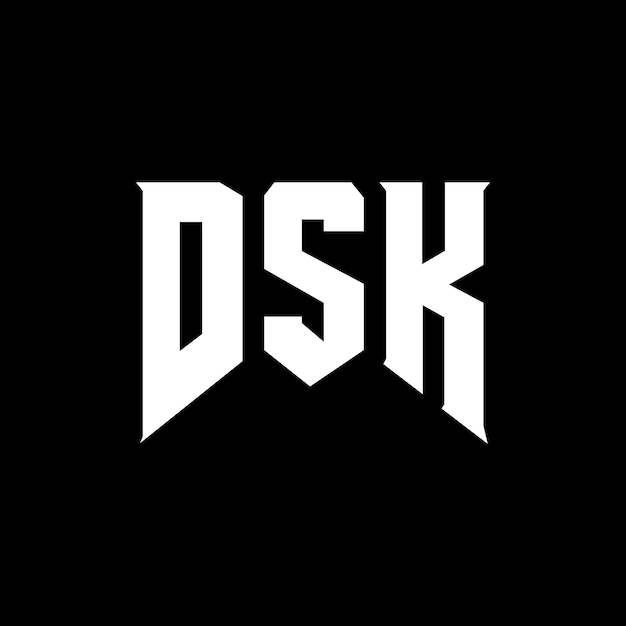 Diseño del logotipo de la compañía de tecnología DSK: combinación de colores blanco y negro DSK: diseño del logotipo DSK: véctor DSK: icono DSK: alfabeto DSK: tipografía