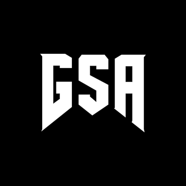 Diseño del logotipo de la compañía de tecnología GSA: combinación de colores blanco y negro GSA: Vector GSA: Diseño del icono GSA: Alfabeto GSA: Tipografía GSA