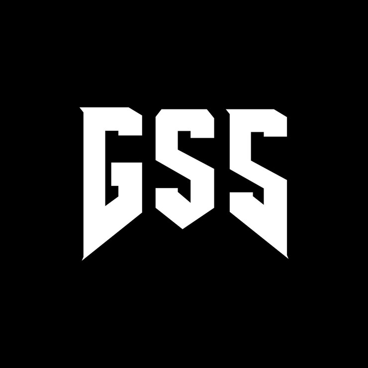 Vector diseño del logotipo de la compañía de tecnología gss: combinación de colores blanco y negro gss: diseño del logotipo gss: icono gss: alfabeto gss: tipografía gss
