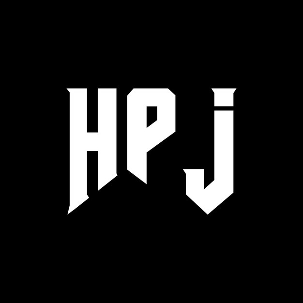 Diseño del logotipo de la compañía de tecnología HPJ: combinación de colores blanco y negro HPJ: diseño del logotipo HPJ: icono HPJ: alfabeto HPJ: tipografía