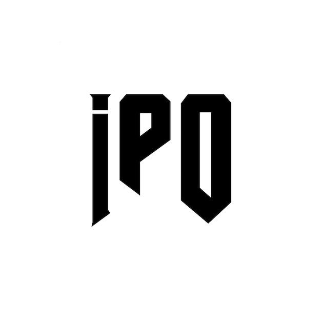 Diseño de logotipo de la compañía de tecnología IPO diseño de logotipo IPO combinación de colores blanco y negro IPO logotipo IPO vector IPO diseño IPO icono IPO alfabeto IPO tipografía logotipo diseño