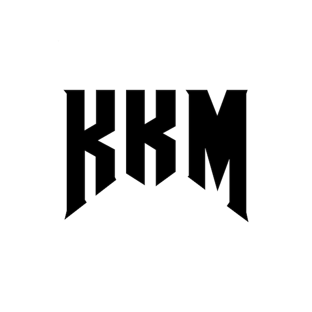 El diseño del logotipo de la compañía de tecnología KKM, la combinación de colores blanco y negro del logotipo KKM, el diseño del vector KKM del icono KKM, y el diseño de la tipografía KKM.