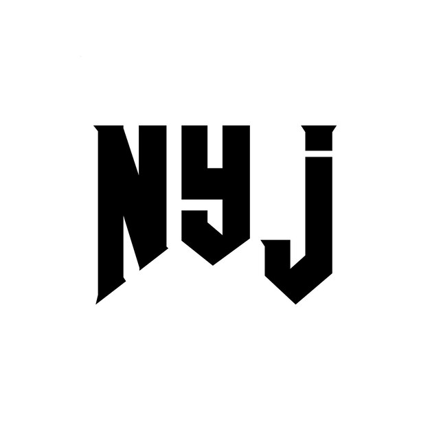 Diseño del logotipo de la compañía de tecnología NYJ: combinación de colores blanco y negro NYJ logotipo NYJ vector NYJ diseño NYJ icono NYJ alfabeto NYJ tipografía diseño del logotipo
