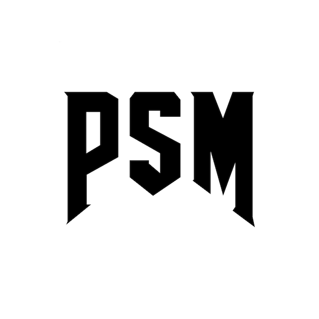 Diseño del logotipo de la compañía de tecnología PSM: combinación de colores blanco y negro PSM: diseño del logotipo PSM: icono PSM: alfabeto PSM: tipografía PSM