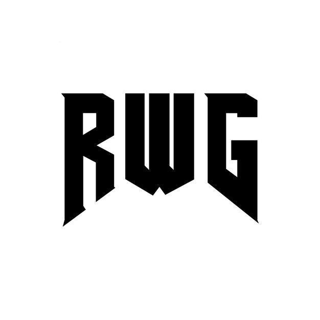 Diseño de logotipo de la compañía de tecnología RWG: combinación de colores blanco y negro RWG: logotipo RWG: vector RWG: diseño RWG: icono RWG: alfabeto RWG: tipografía RWG: