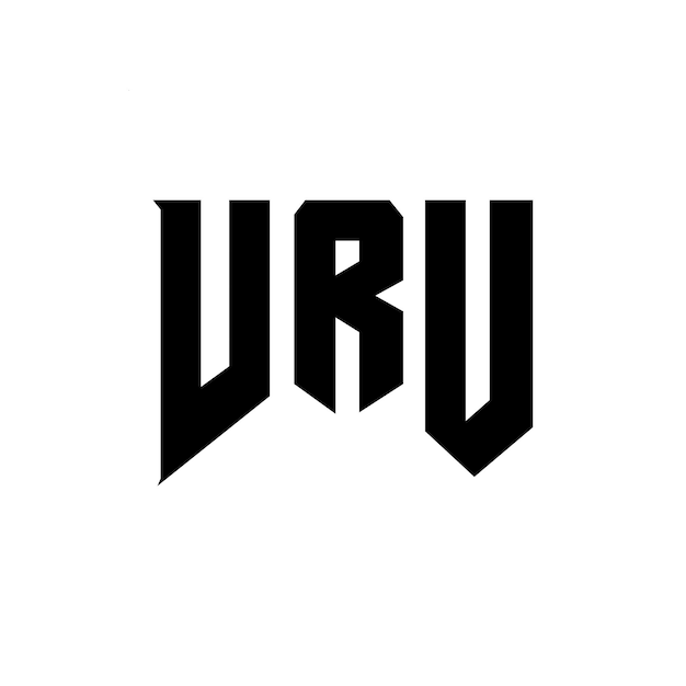 El diseño del logotipo de la compañía de tecnología VRU: combinación de colores blanco y negro, diseño de icono VRU, diseño de tipografía VRU.