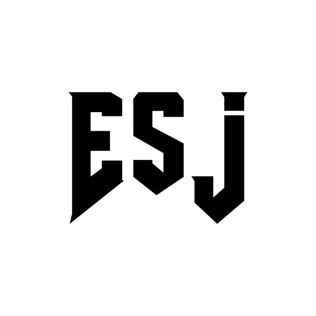 Diseño del logotipo de la compañía tecnológica ESJ: combinación de colores blanco y negro ESJ: diseño del logotipo ESJ: icono ESJ: alfabeto ESJ: tipografía