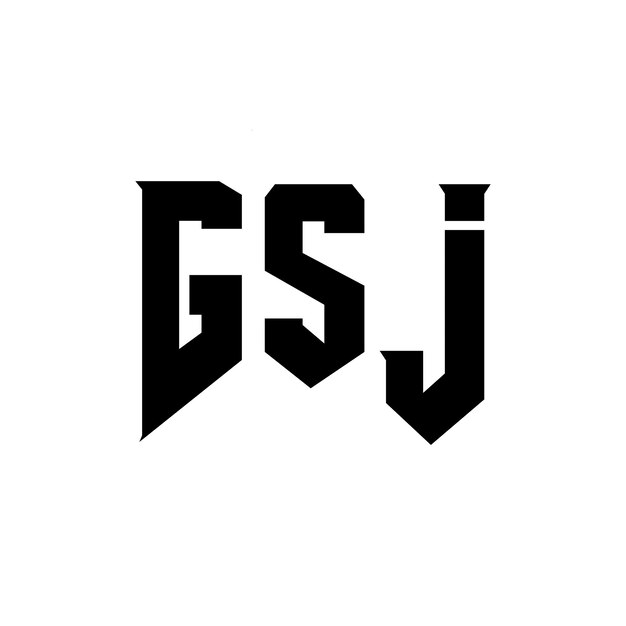 Diseño del logotipo de la compañía tecnológica GSJ: combinación de colores blanco y negro GSJ: Vector GSJ: Diseño del icono GSJ: Alfabeto GSJ: Tipografía