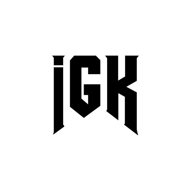 Diseño del logotipo de la compañía tecnológica IGK: combinación de colores en blanco y negro IGK: diseño del icono de IGK: alfabeto IGK: tipografía del logotipo