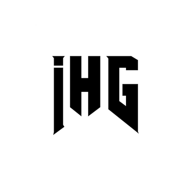 Diseño del logotipo de la compañía tecnológica IHG: combinación de colores blanco y negro IHG logotipo IHG vector IHG diseño IHG icono IHG alfabeto IHG tipografía diseño del logotipo