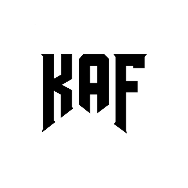 Diseño del logotipo de la compañía tecnológica KAF: combinación de colores blanco y negro KAF: diseño del logotipo KAF: icono KAF: alfabeto KAF: tipografía