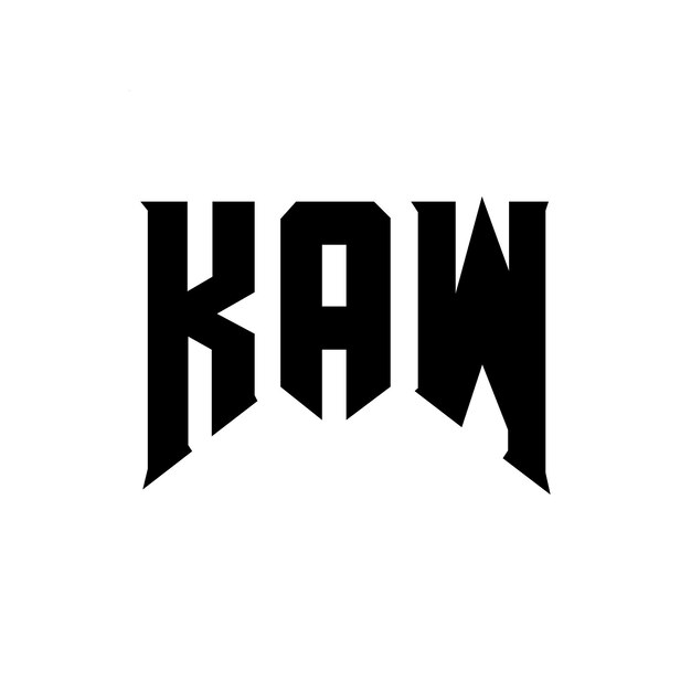 Diseño del logotipo de la compañía tecnológica KAW: combinación de colores blanco y negro, diseño del logotipo KAW, diseño del icono KAW, tipografía KAW.