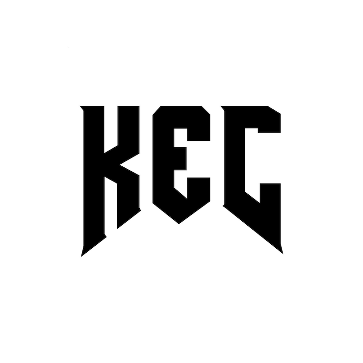 Vector diseño del logotipo de la compañía tecnológica kec: combinación de colores blanco y negro kec: diseño del logotipo kec: icono kec: alfabeto kec: tipografía kec