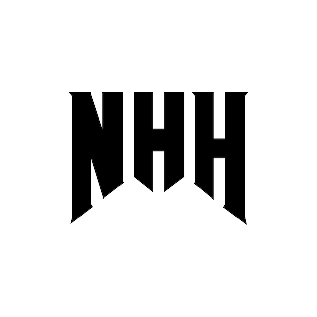 Diseño del logotipo de la compañía tecnológica NHH, combinación de colores blanco y negro, diseño del logotipo NHH, vector NHH, diseño del icono NHH, alfabeto NHH, tipografía NHH.