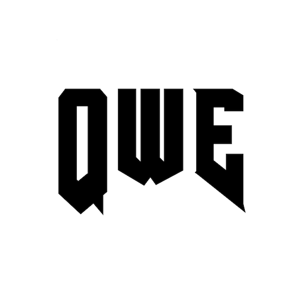 Diseño del logotipo de la compañía tecnológica QWE: combinación de colores blanco y negro QWE: logotipo QWE: diseño vectorial QWE: icono QWE: alfabeto QWE: tipografía