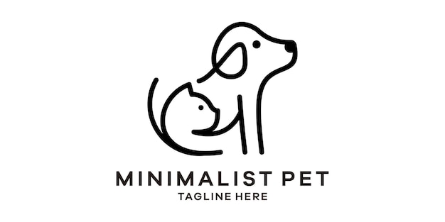 diseño de logotipo para la comunicación en forma de un animal de compañía entre un perro y un gato