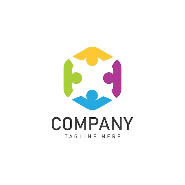 diseño de logotipo de la comunidad colorido con icono vectorial de logotipo hexagonal
