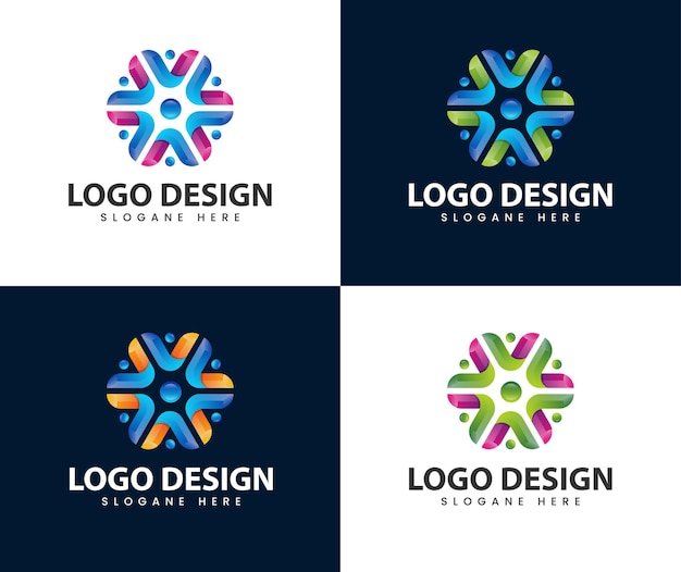 Diseño de logotipo de comunidad de personas de negocios abstractos