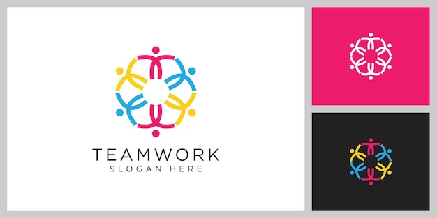 Diseño de logotipo de comunidad de personas de trabajo en equipo