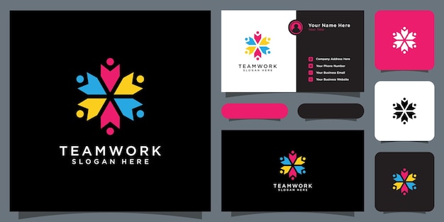 Diseño de logotipo de comunidad de personas de trabajo en equipo