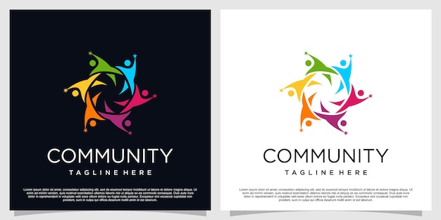 Diseño de logotipo comunitario con concepto creativo premium vector parte 1