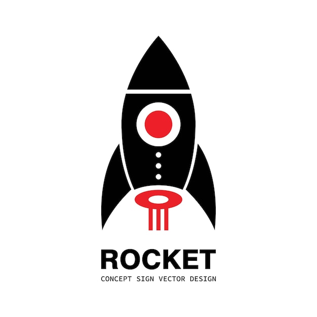 Diseño de logotipo de concepto de cohete de nave espacial Icono de espacio Símbolo de transporte de velocidad Señal de entrega logística Ilustración vectorial Web