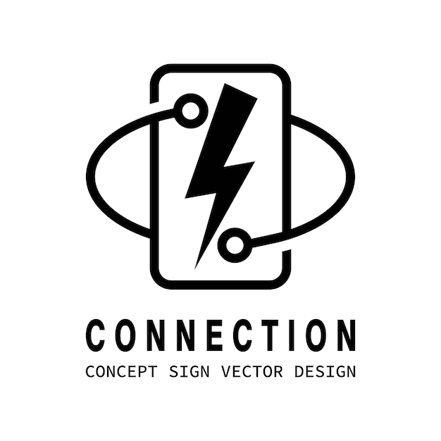 Diseño de logotipo de concepto de conexión de red Icono de línea de energía eléctrica Lightning Identidad corporativa Ilustración vectorial