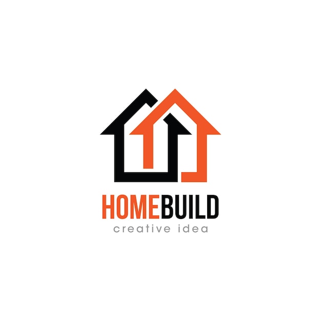 Diseño de logotipo de concepto de construcción de viviendas creativas