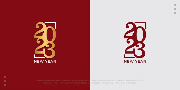 Diseño de logotipo de concepto creativo 2023 con ilustración de vector de oro rojo