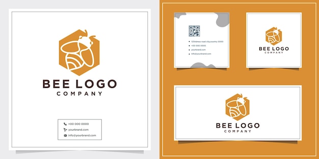 Diseño de logotipo de concepto de granja de abejas de miel
