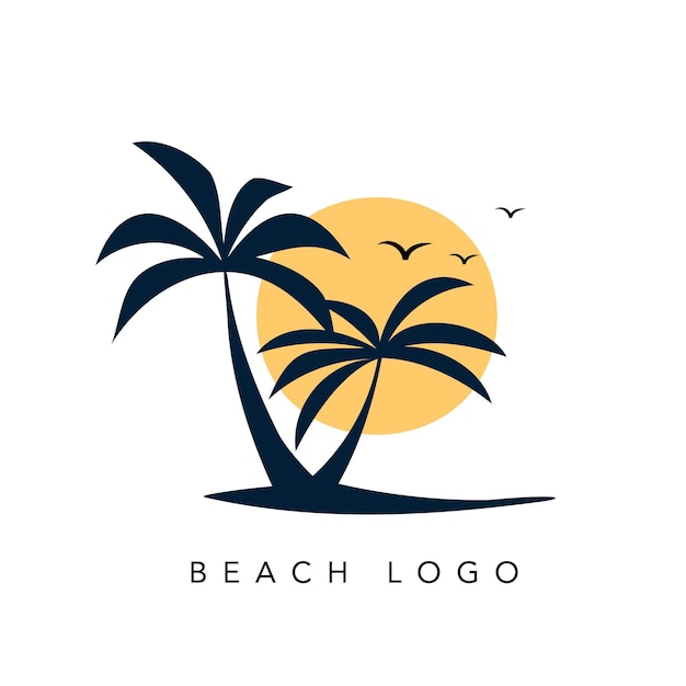 Diseño del logotipo del concepto de ilustración de playa de verano