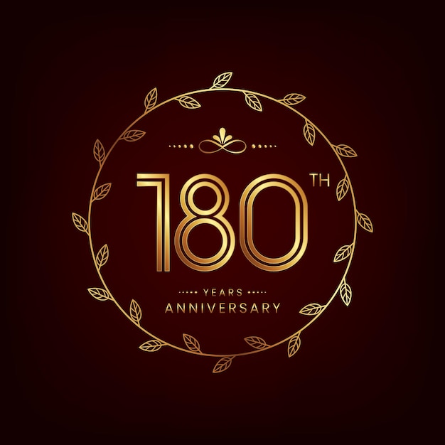 Diseño de logotipo con concepto de número dorado para el evento del 180 aniversario