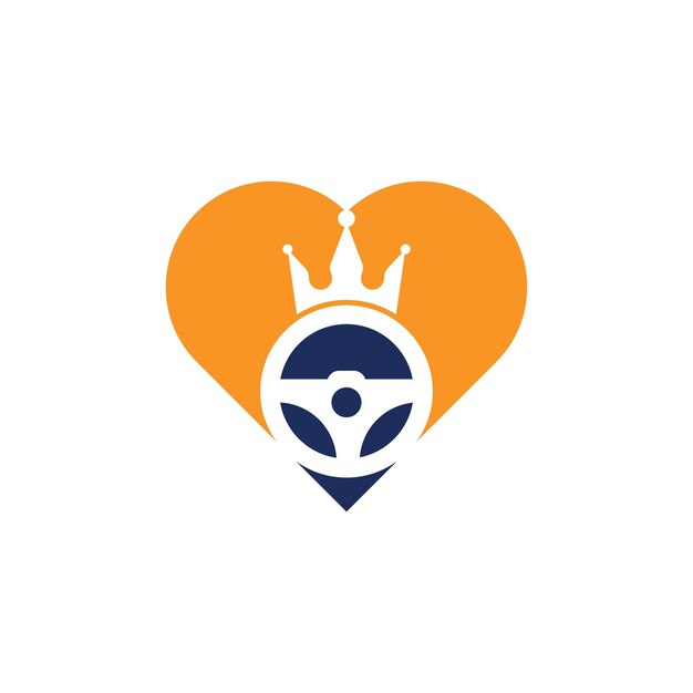 Diseño del logotipo del concepto vectorial del corazón del rey de la unidad Icono de dirección y corona