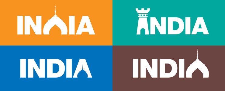 Diseño de logotipo conceptual de India con lugares icónicos