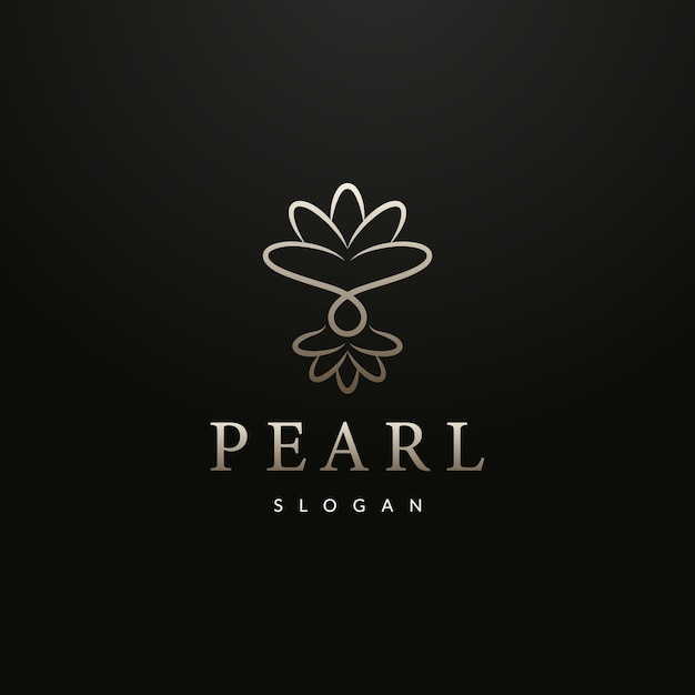 Diseño de logotipo de concha de perla de lujo con estilo de arte lineal