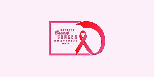 Vector diseño de logotipo de concienciación sobre el cáncer de mama con un concepto único de vector premium