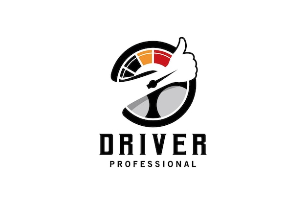 Diseño de logotipo de conductor de automóvil profesional con concepto creativo de pulgar hacia arriba