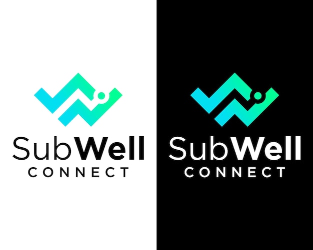 Diseño de logotipo de conectividad de tecnología de monograma de letras SW