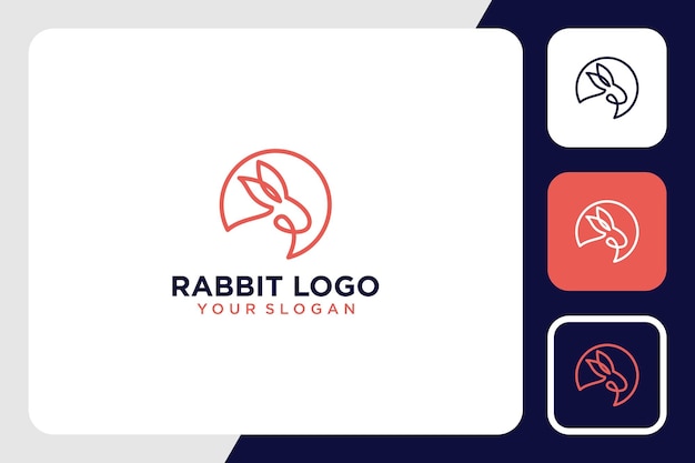 diseño de logotipo de conejo con inspiración de arte lineal