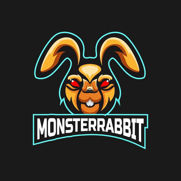 Diseño de logotipo de conejo monstruo