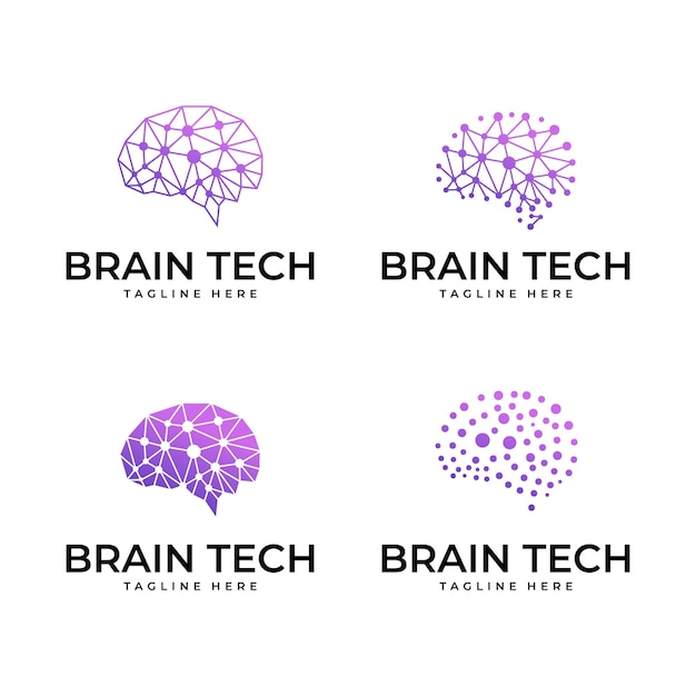 Vector diseño de logotipo de conexión cerebral plantilla de logotipo de cerebro digital