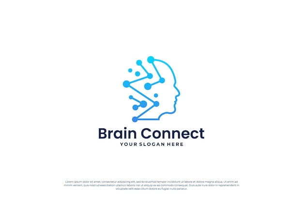 Diseño de logotipo de conexión de cerebro digital