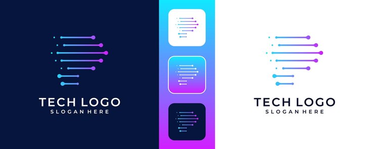 Vector diseño del logotipo de la conexión de datos digital de la letra p