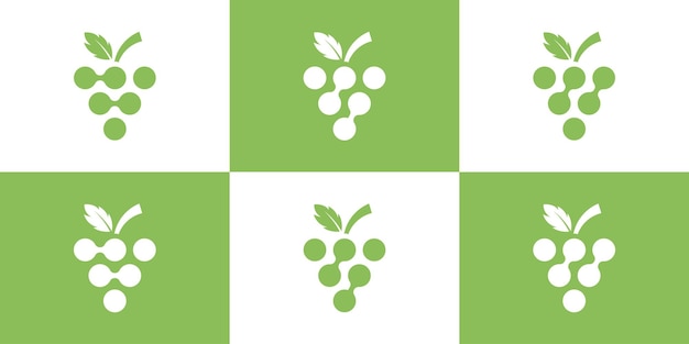 diseño de logotipo de conexión junto con uvas hechas en estilo moderno