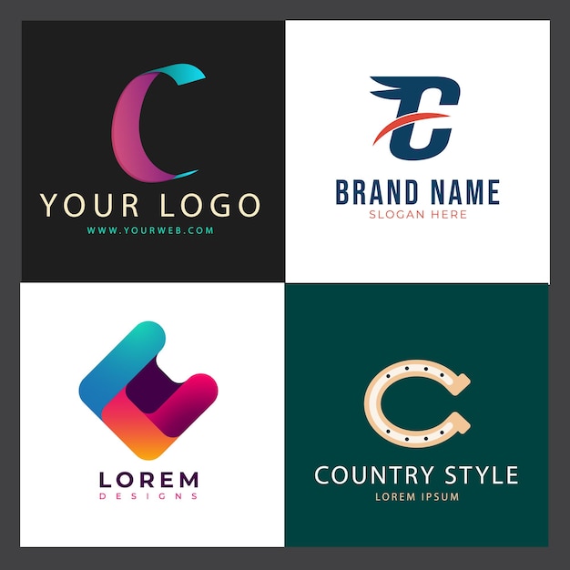 Diseño del logotipo de conexión de la letra C con puntos para la tecnología