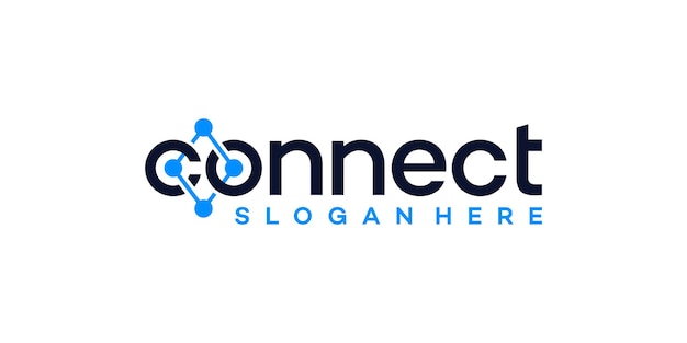Diseño de logotipo de conexión de tecnología con molécula de punto abstracto y diseño gráfico de sistema de red